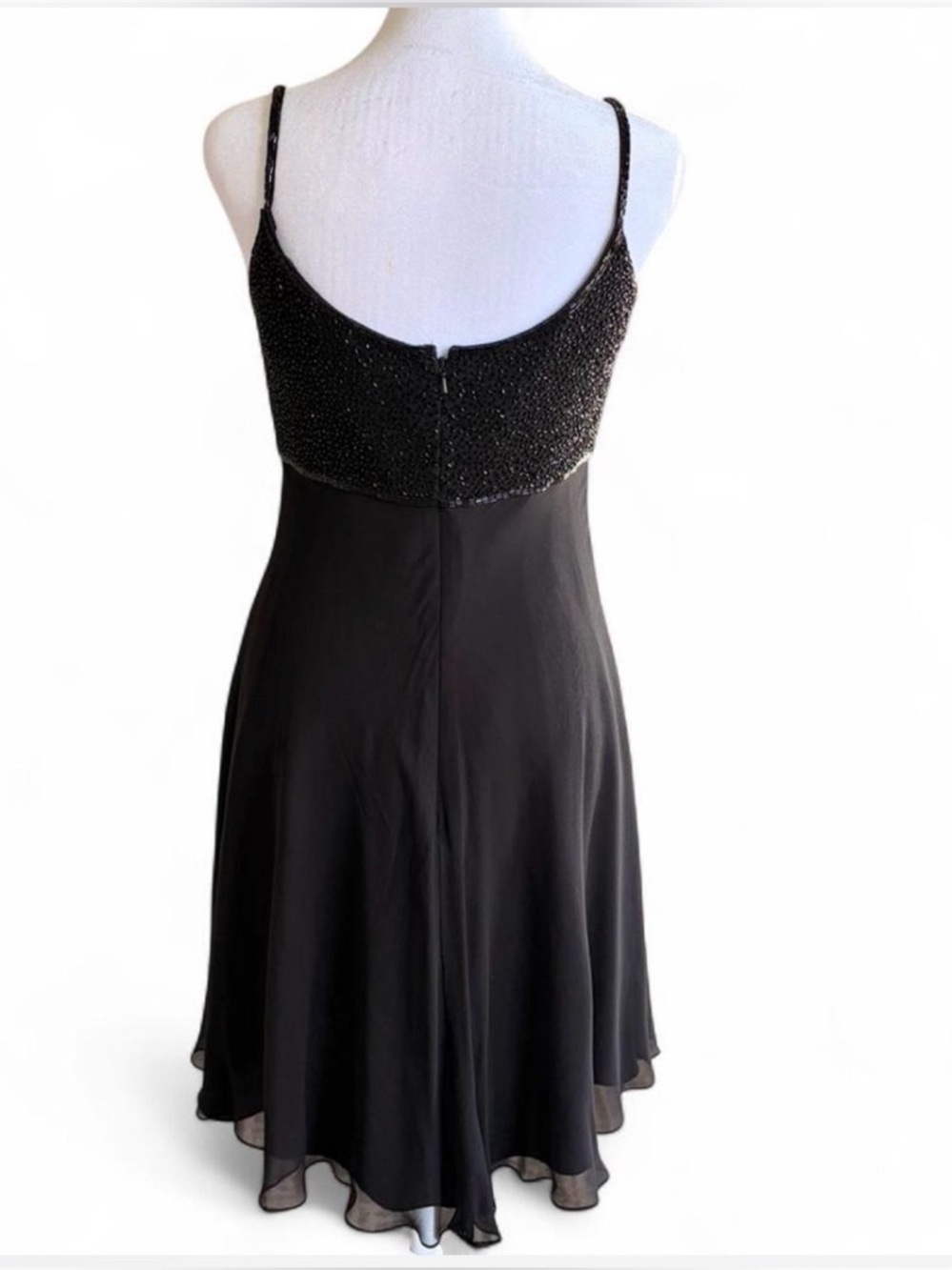 Cache Y2K Elegant Black Beaded 100% Silk Mini Dress - Picture 5 of 8